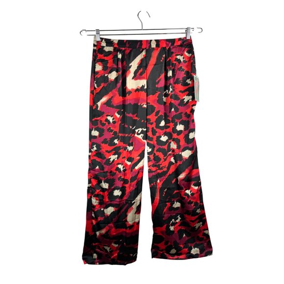 Live 4 Truth Pants - Live 4 Truth super wide Animal Print satin pull on pants red black 90s sz L
